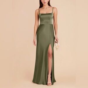 Birdy Grey Mai Dress, Olive, Matte Satin